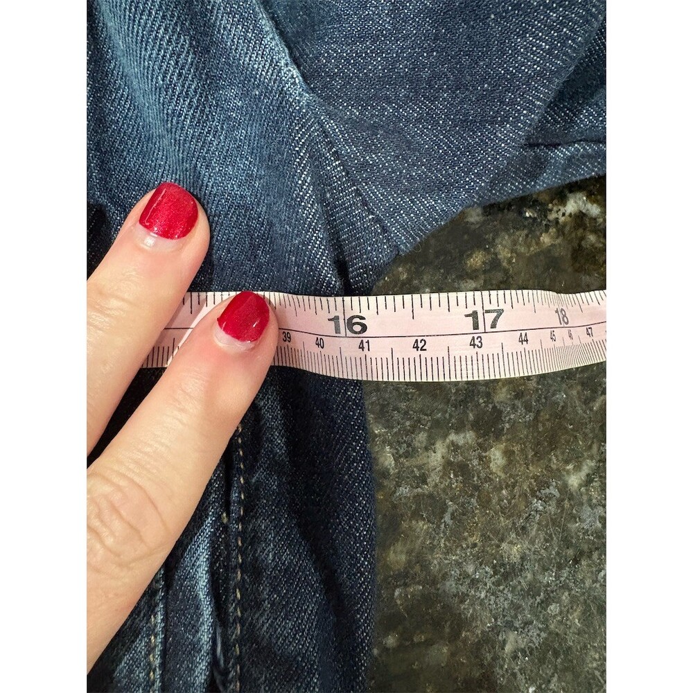 Express Denim Trucker Jacket Womens XS Dark Wash Button Front Long Sleeve Hippy - Picture 8 of 8